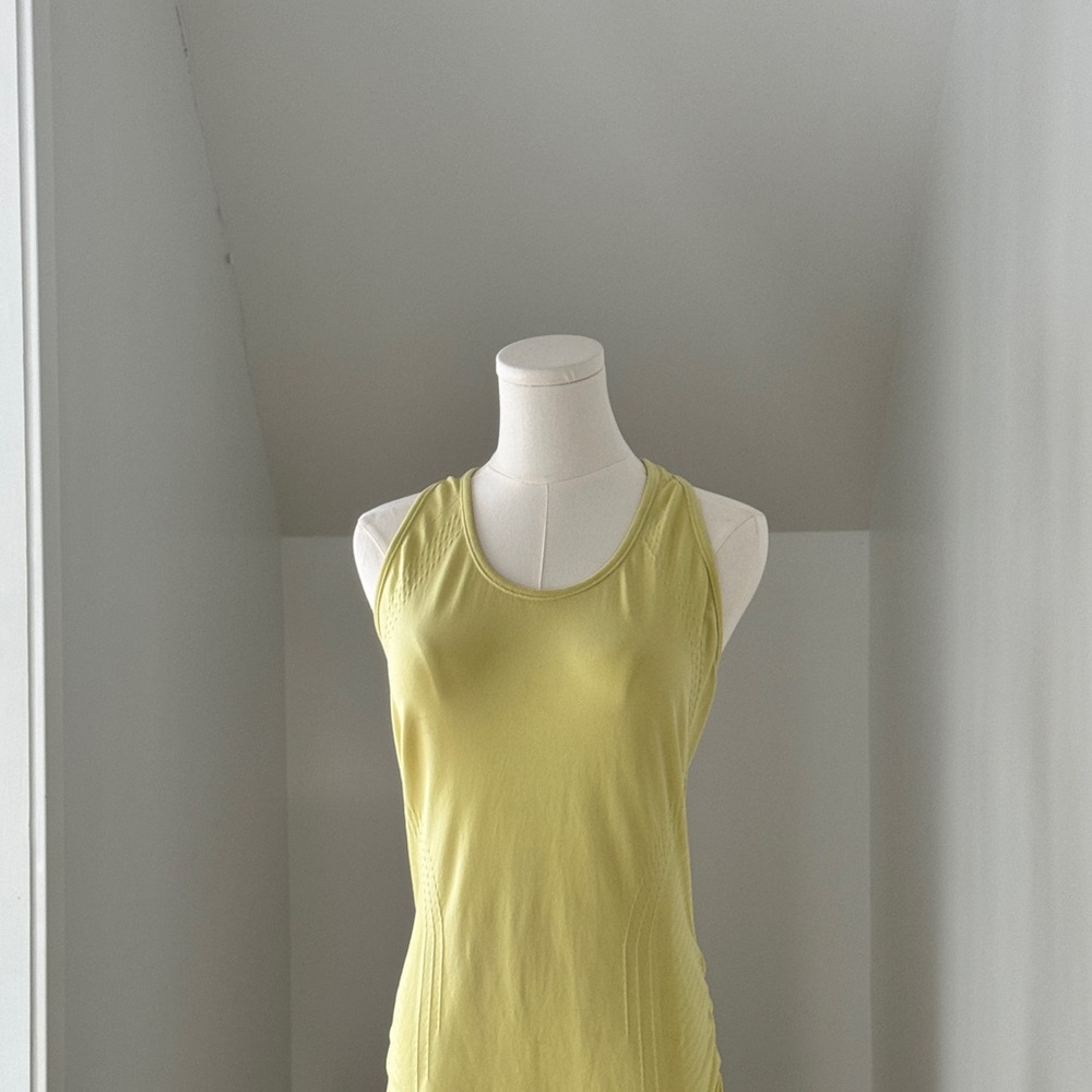 Athleta Speedlight Racerback Tank | Yellow, Ruched Sides, Size Large - Picture 2 of 10